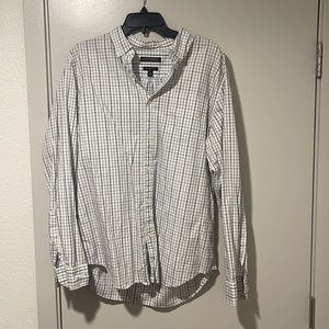 Banana Republic White/Black Checker Long Sleeve Button Sown Size Large